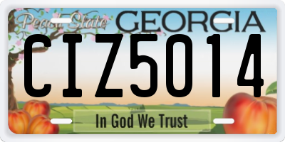 GA license plate CIZ5014