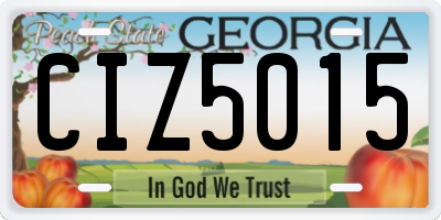 GA license plate CIZ5015