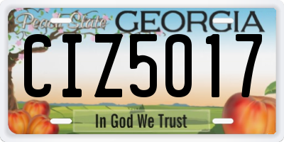 GA license plate CIZ5017