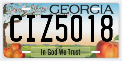 GA license plate CIZ5018