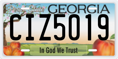 GA license plate CIZ5019