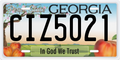 GA license plate CIZ5021