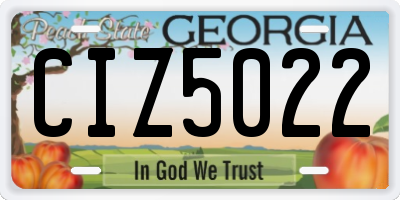 GA license plate CIZ5022