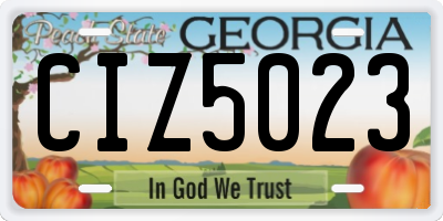 GA license plate CIZ5023