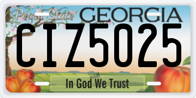 GA license plate CIZ5025
