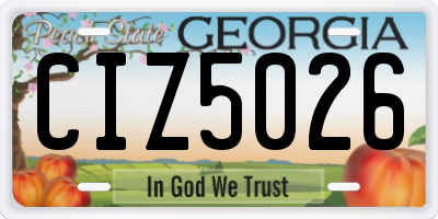 GA license plate CIZ5026