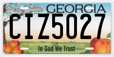 GA license plate CIZ5027
