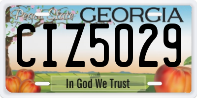 GA license plate CIZ5029