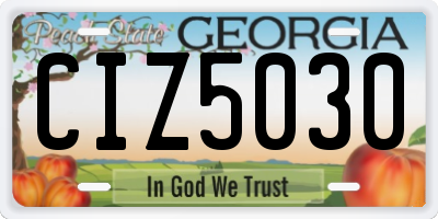 GA license plate CIZ5030