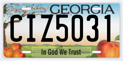 GA license plate CIZ5031