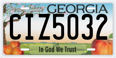 GA license plate CIZ5032