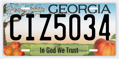 GA license plate CIZ5034