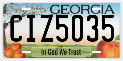 GA license plate CIZ5035