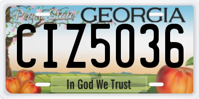 GA license plate CIZ5036