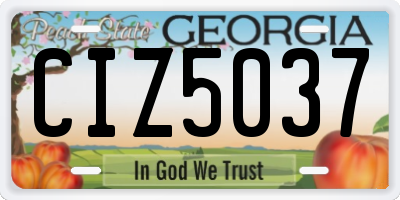 GA license plate CIZ5037