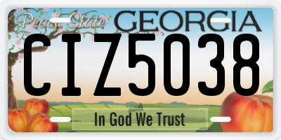 GA license plate CIZ5038