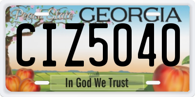 GA license plate CIZ5040
