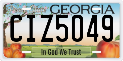 GA license plate CIZ5049