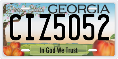 GA license plate CIZ5052