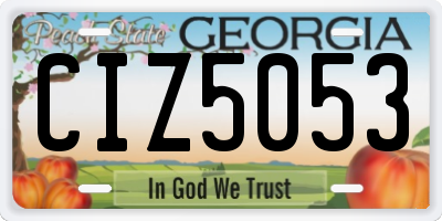 GA license plate CIZ5053