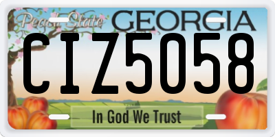 GA license plate CIZ5058