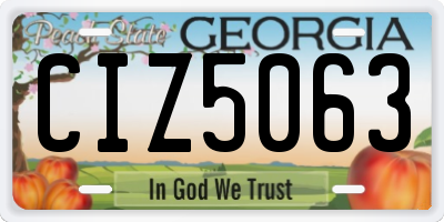 GA license plate CIZ5063