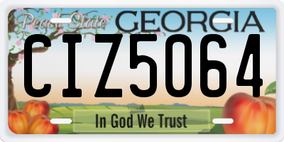 GA license plate CIZ5064
