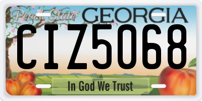 GA license plate CIZ5068