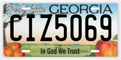 GA license plate CIZ5069