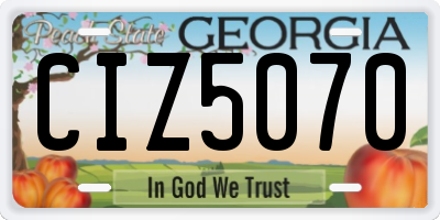 GA license plate CIZ5070
