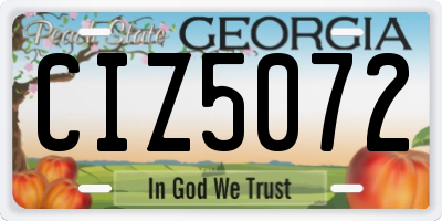 GA license plate CIZ5072