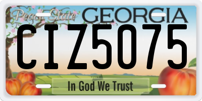 GA license plate CIZ5075