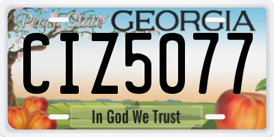 GA license plate CIZ5077