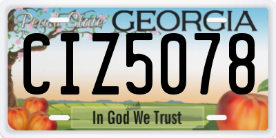 GA license plate CIZ5078