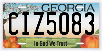 GA license plate CIZ5083