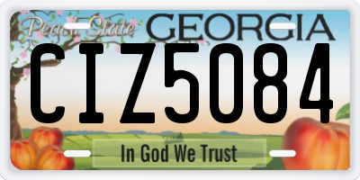 GA license plate CIZ5084