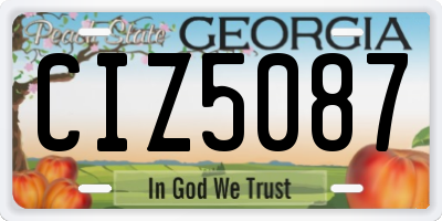 GA license plate CIZ5087
