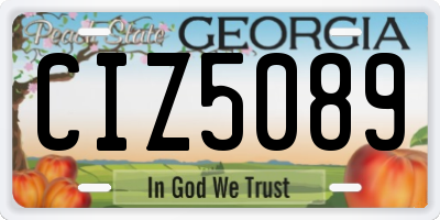 GA license plate CIZ5089