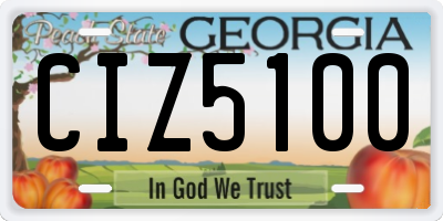 GA license plate CIZ5100