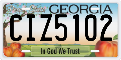 GA license plate CIZ5102
