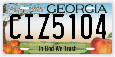 GA license plate CIZ5104