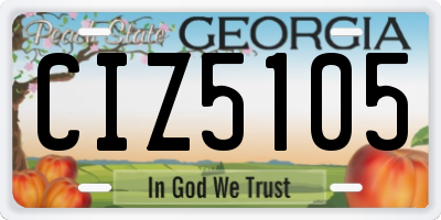 GA license plate CIZ5105