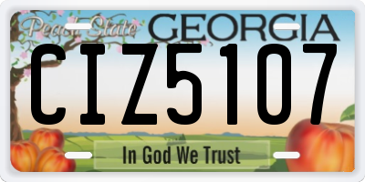 GA license plate CIZ5107