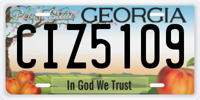 GA license plate CIZ5109