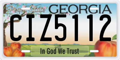 GA license plate CIZ5112