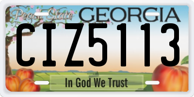 GA license plate CIZ5113