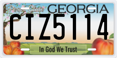 GA license plate CIZ5114