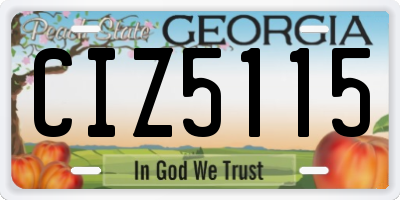 GA license plate CIZ5115