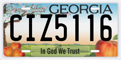 GA license plate CIZ5116