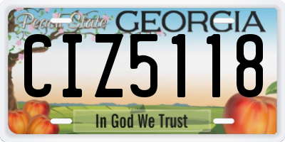 GA license plate CIZ5118